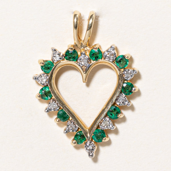 Emerald & Diamond Heart Shaped Pendant | 0.30ctw, 0.03ctw |