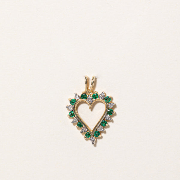 Emerald & Diamond Heart Shaped Pendant | 0.30ctw, 0.03ctw |