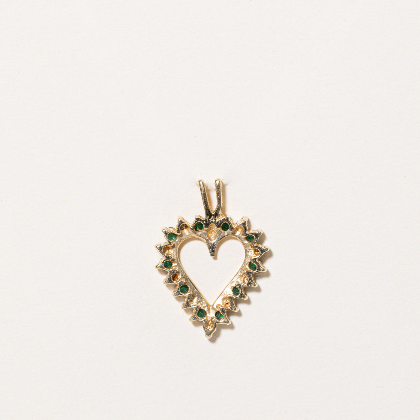 Emerald & Diamond Heart Shaped Pendant | 0.30ctw, 0.03ctw |