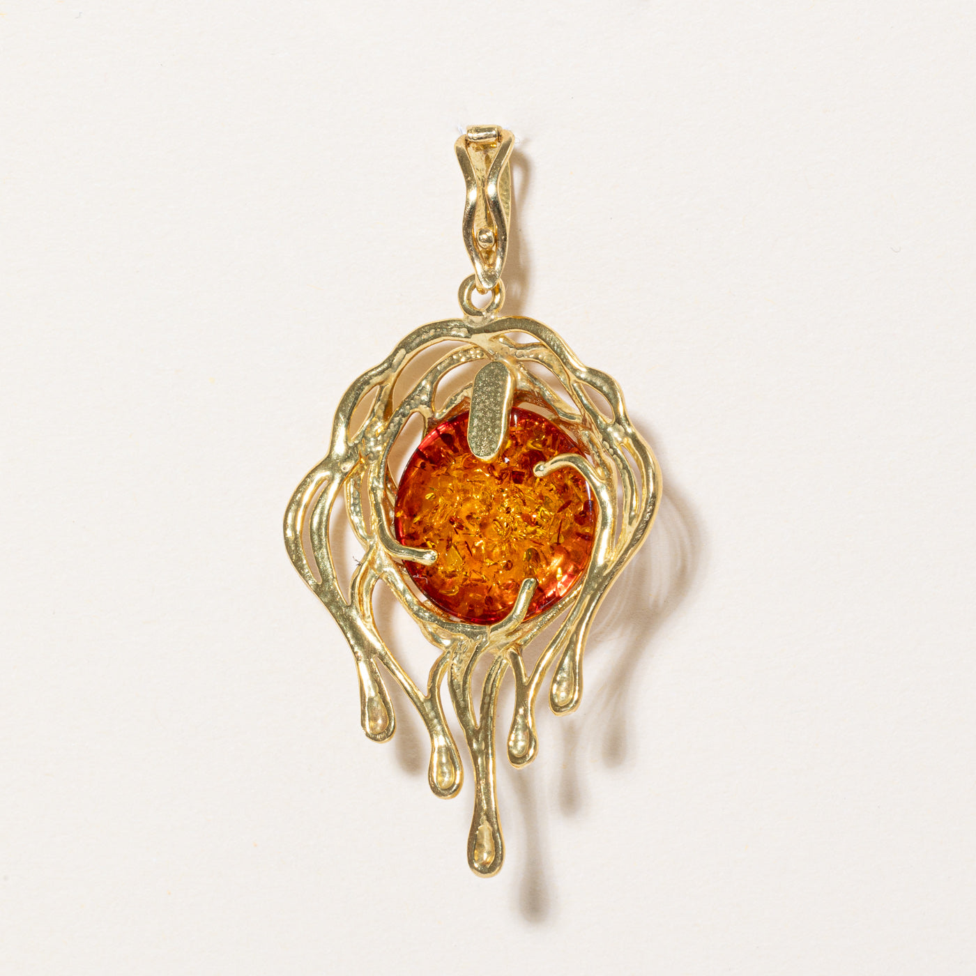 Amber & Diamond Pendant | 3.50ct, 0.06ctw |