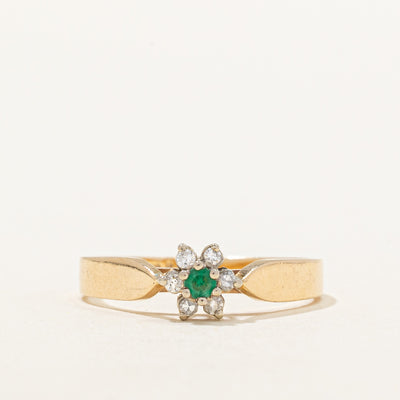 Diamond & Emerald High Set Ring | 0.12ctw, 0.07ctw | SZ 6 |