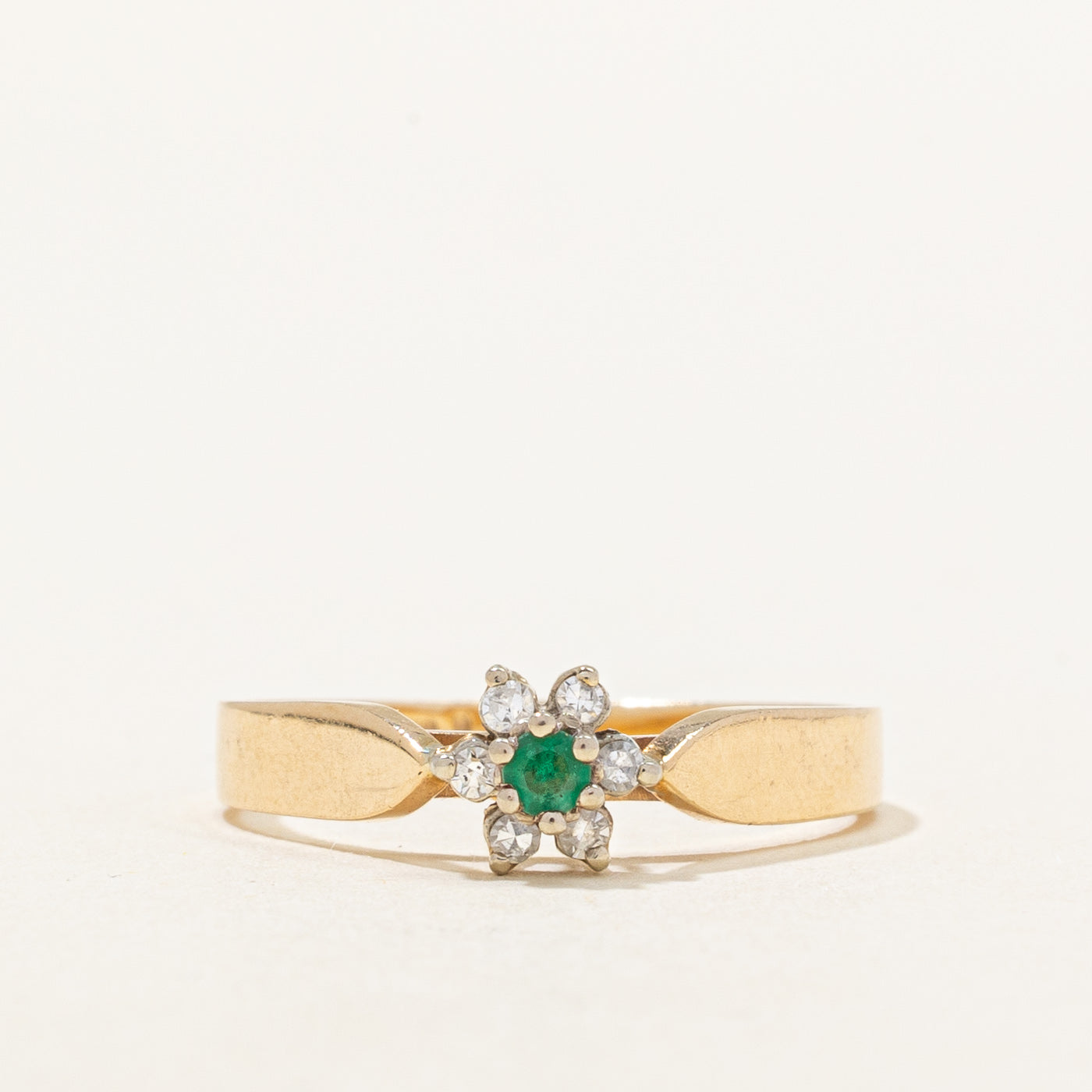 Diamond & Emerald High Set Ring | 0.12ctw, 0.07ctw | SZ 6 |