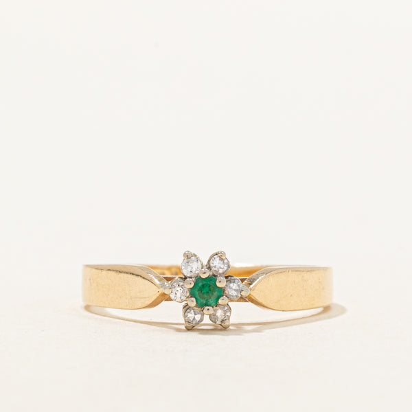 High Set Diamond & Emerald Ring | 0.06ctw, 0.04ct | SZ 5.75 |