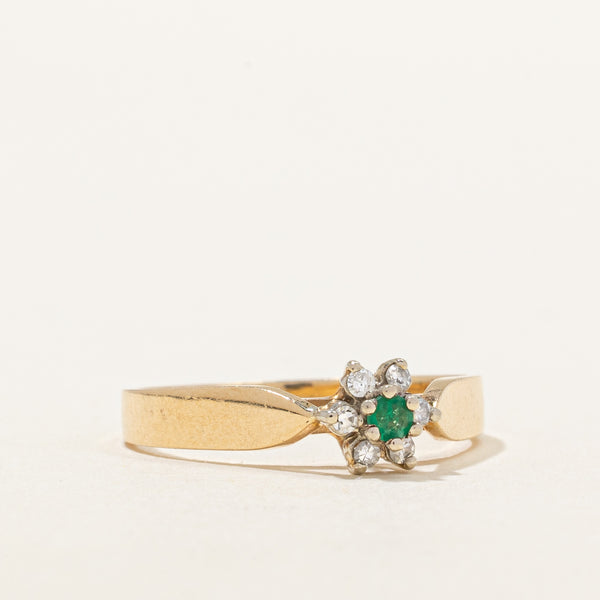 Diamond & Emerald High Set Ring | 0.12ctw, 0.07ctw | SZ 6 |