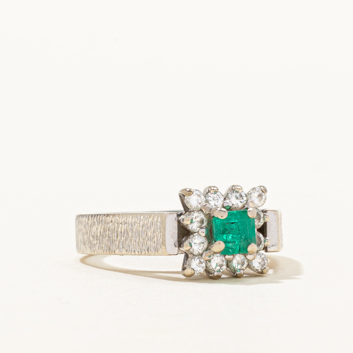 High Set Emerald & Diamond Ring | 0.30ct, 0.24ctw | SZ 5 |