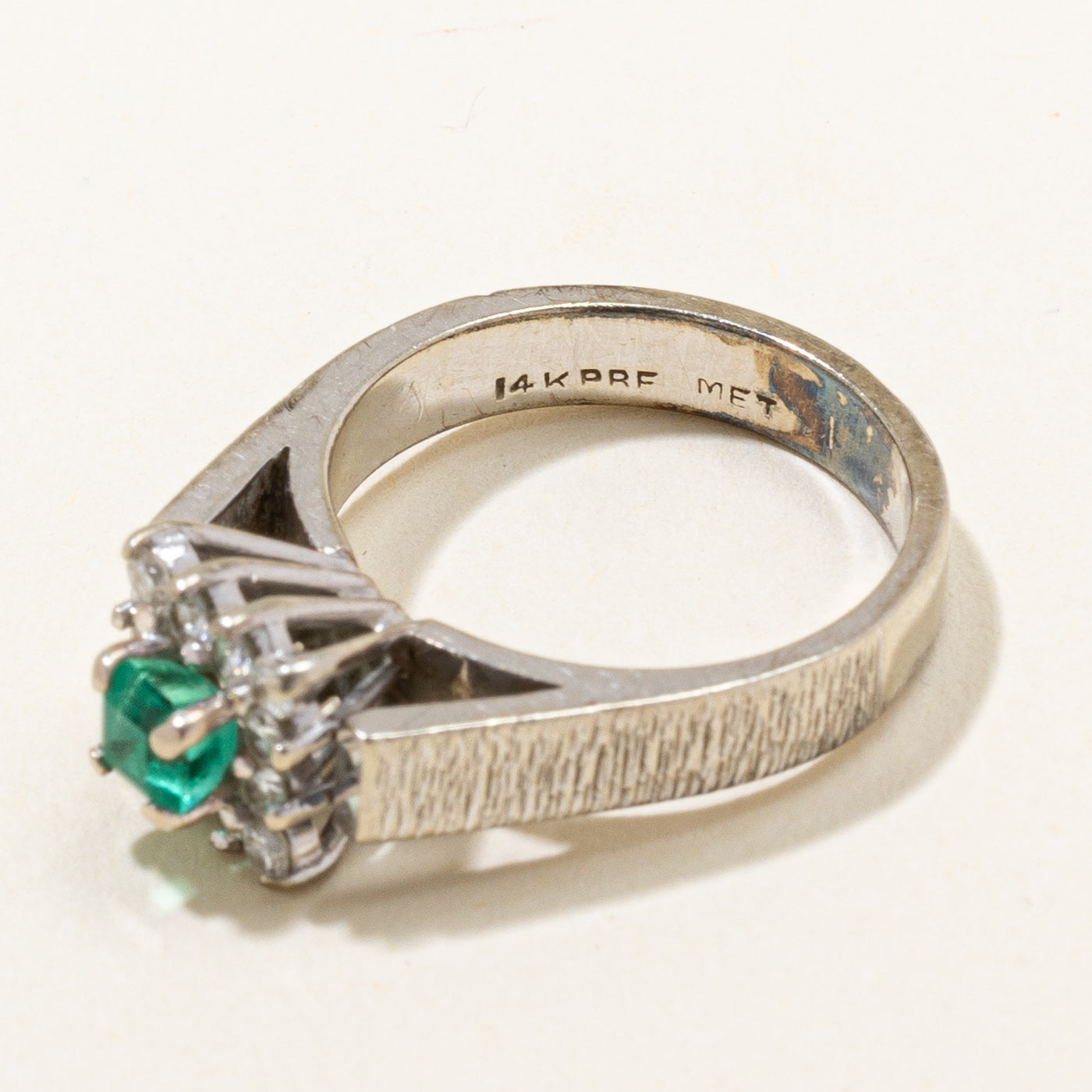 High Set Emerald & Diamond Ring | 0.30ct, 0.24ctw | SZ 5 |