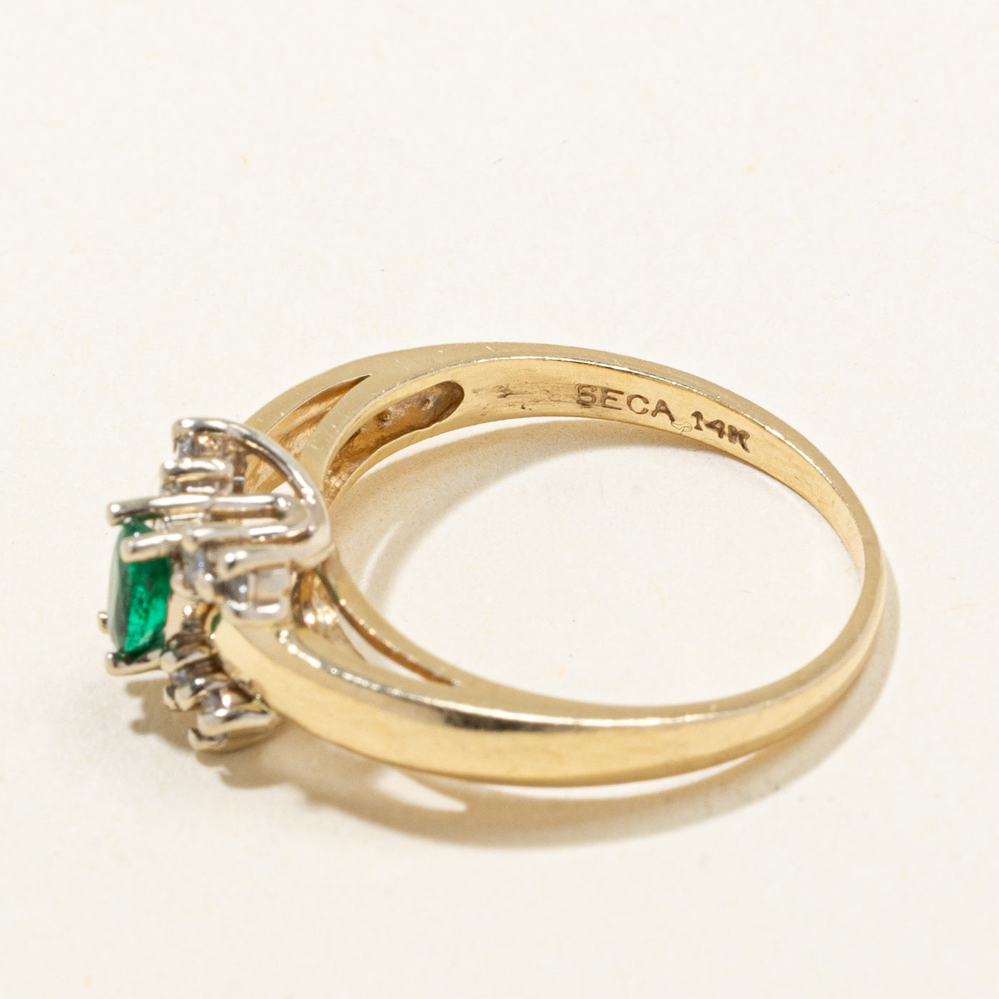 Emerald & Diamond Ring | 0.16ct, 0.08ctw | SZ 6.75 |