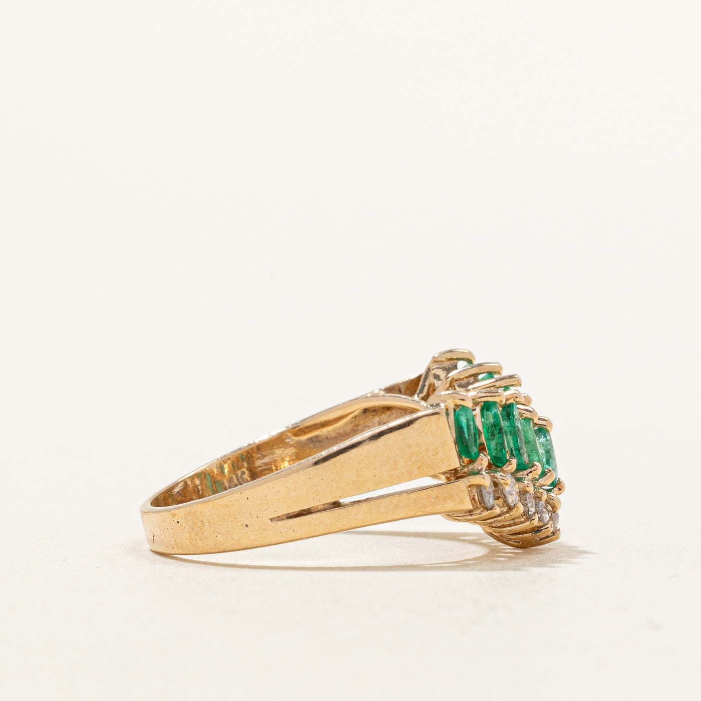 Emerald & Diamond Chevron Ring | 0.32ctw, 0.20ctw | SZ 5.5 |