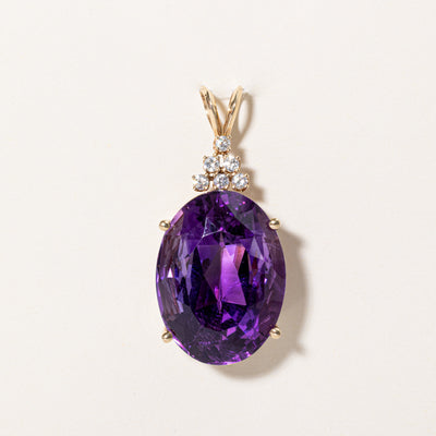 Large Amethyst & Diamond Pendant | 4.40ct, 0.24ctw |