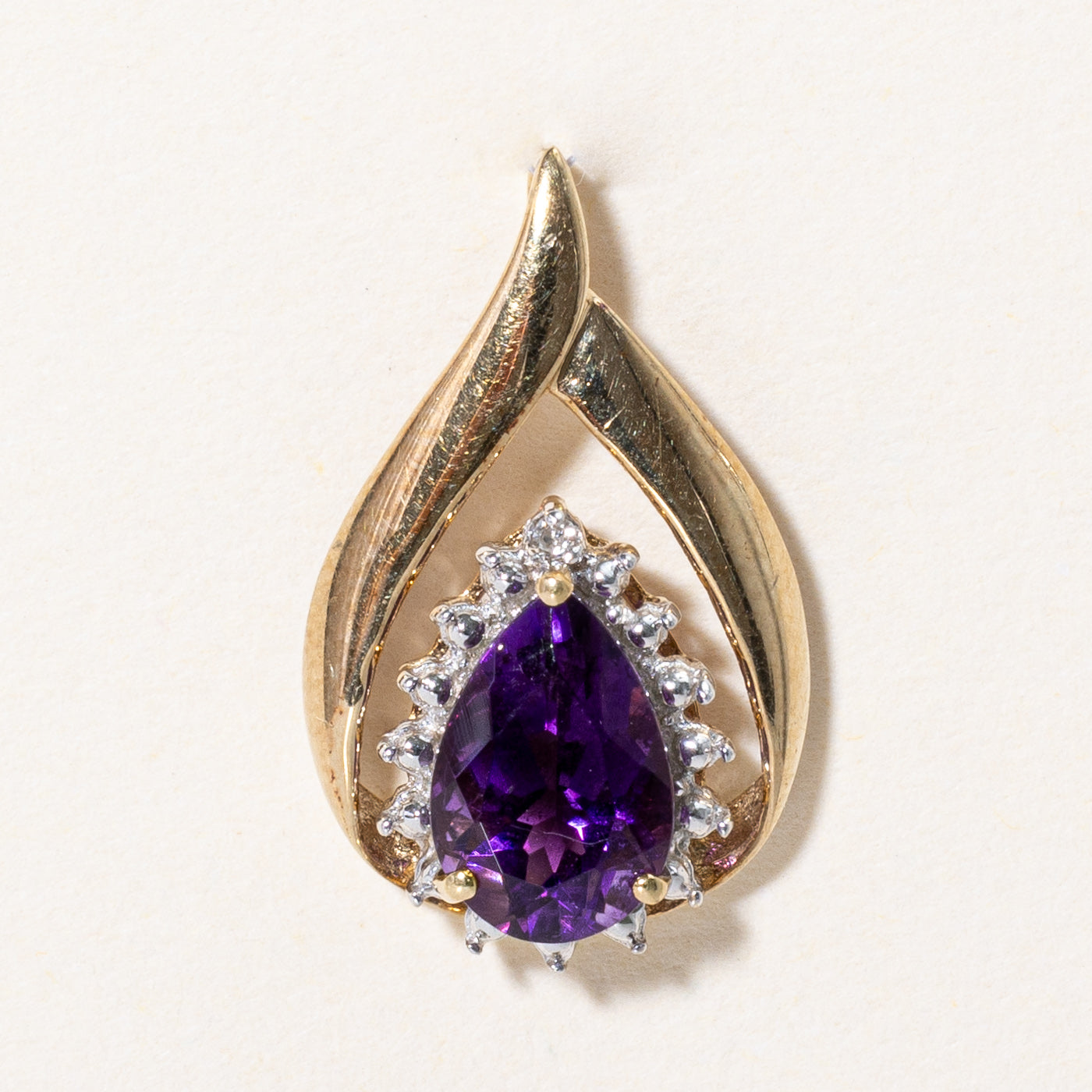 Amethyst & Diamond Pear Shaped Pendant | 1.00ct, 0.005ct |
