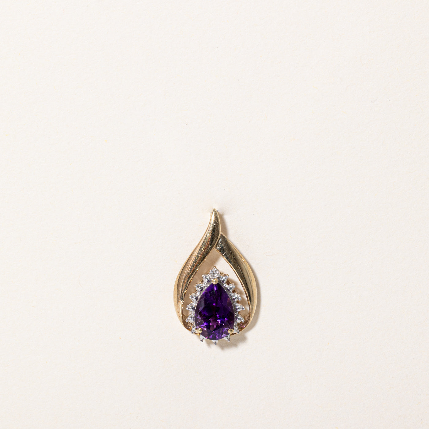 Amethyst & Diamond Pear Shaped Pendant | 1.00ct, 0.005ct |