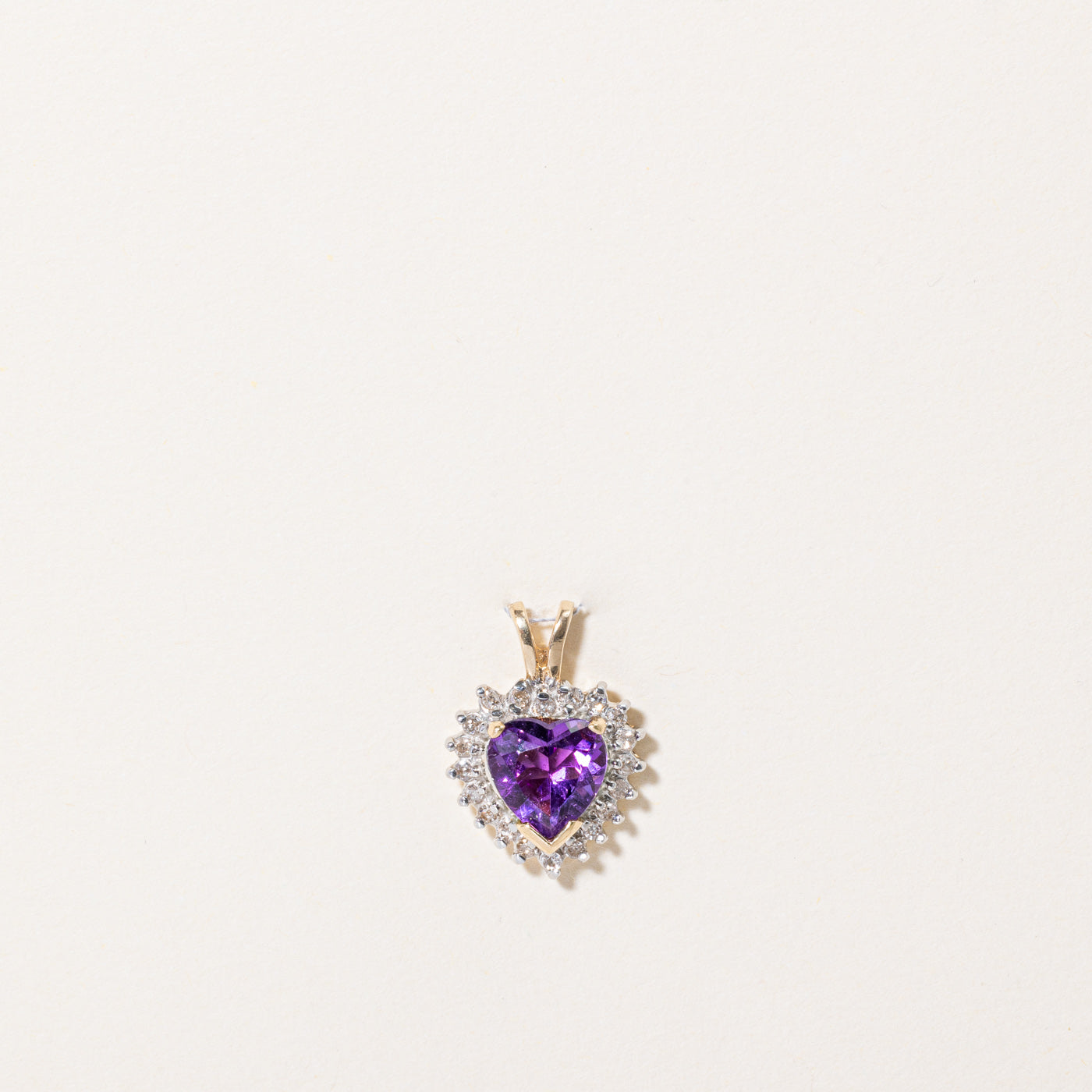Pendentif cœur en améthyste et diamants | 1,00 ct, 0,18 ct au total | 