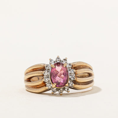 Pink Tourmaline & Diamond Halo Ring | 0.60ct, 0.14ctw | SZ 7.5 |