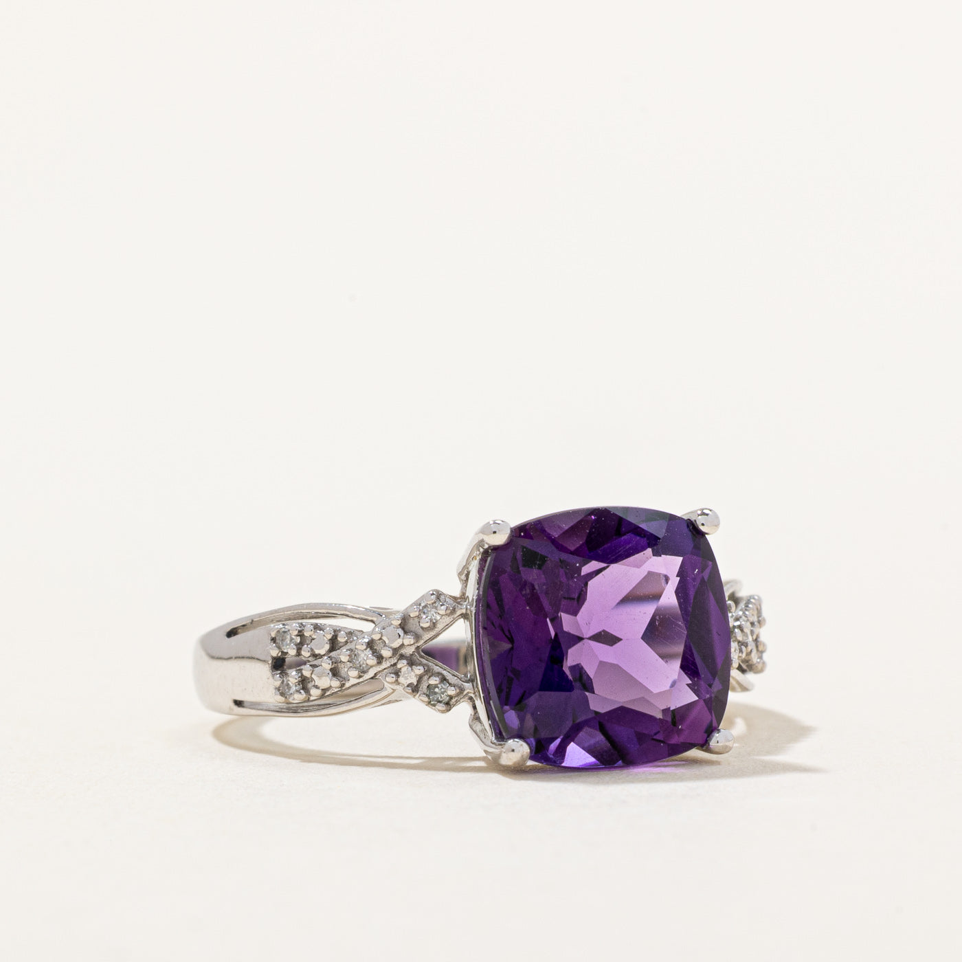 Amethyst & Diamond Cocktail Ring | 3.80ct, 0.04ctw | SZ 8.75 |
