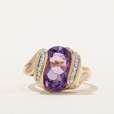 Amethyst & Diamond Cocktail Ring | 5.00ct, 0.10ctw | SZ 9.75 |