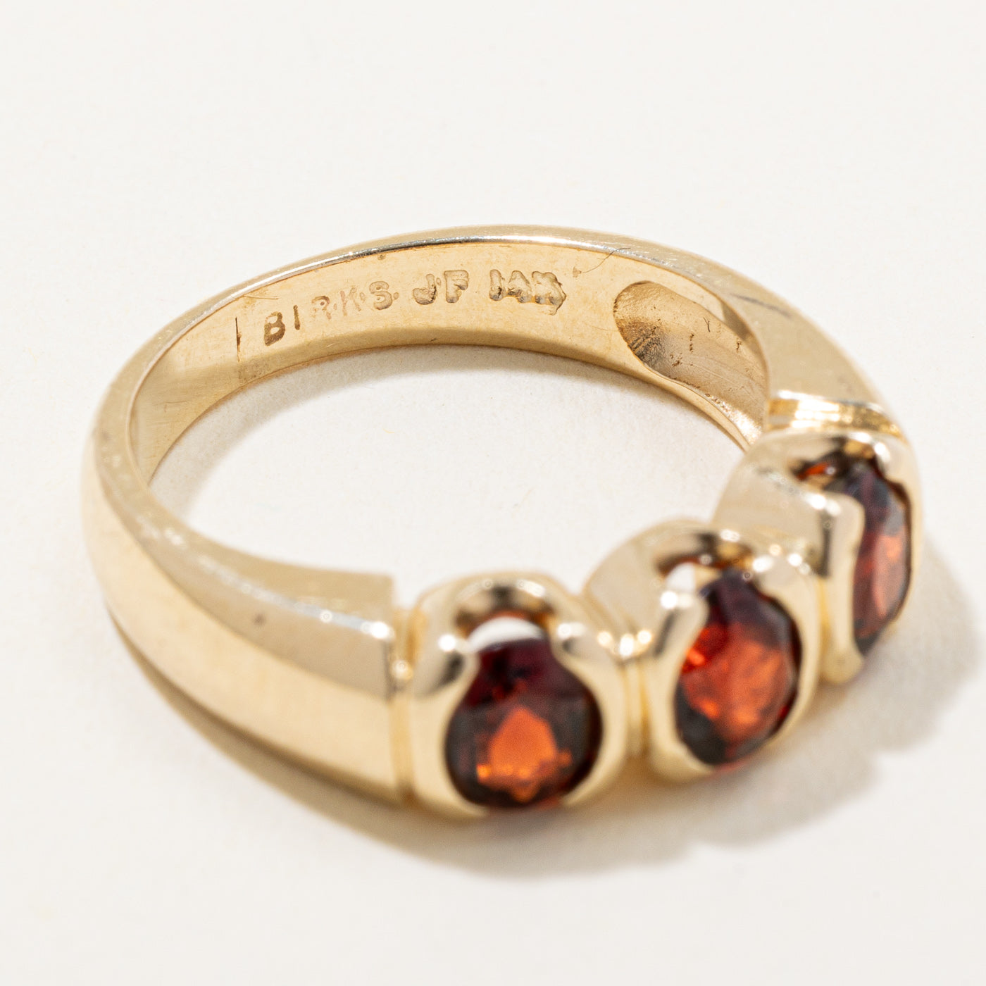 'Birks' Three Stone Garnet Ring | 1.20ctw | SZ 5.25 |