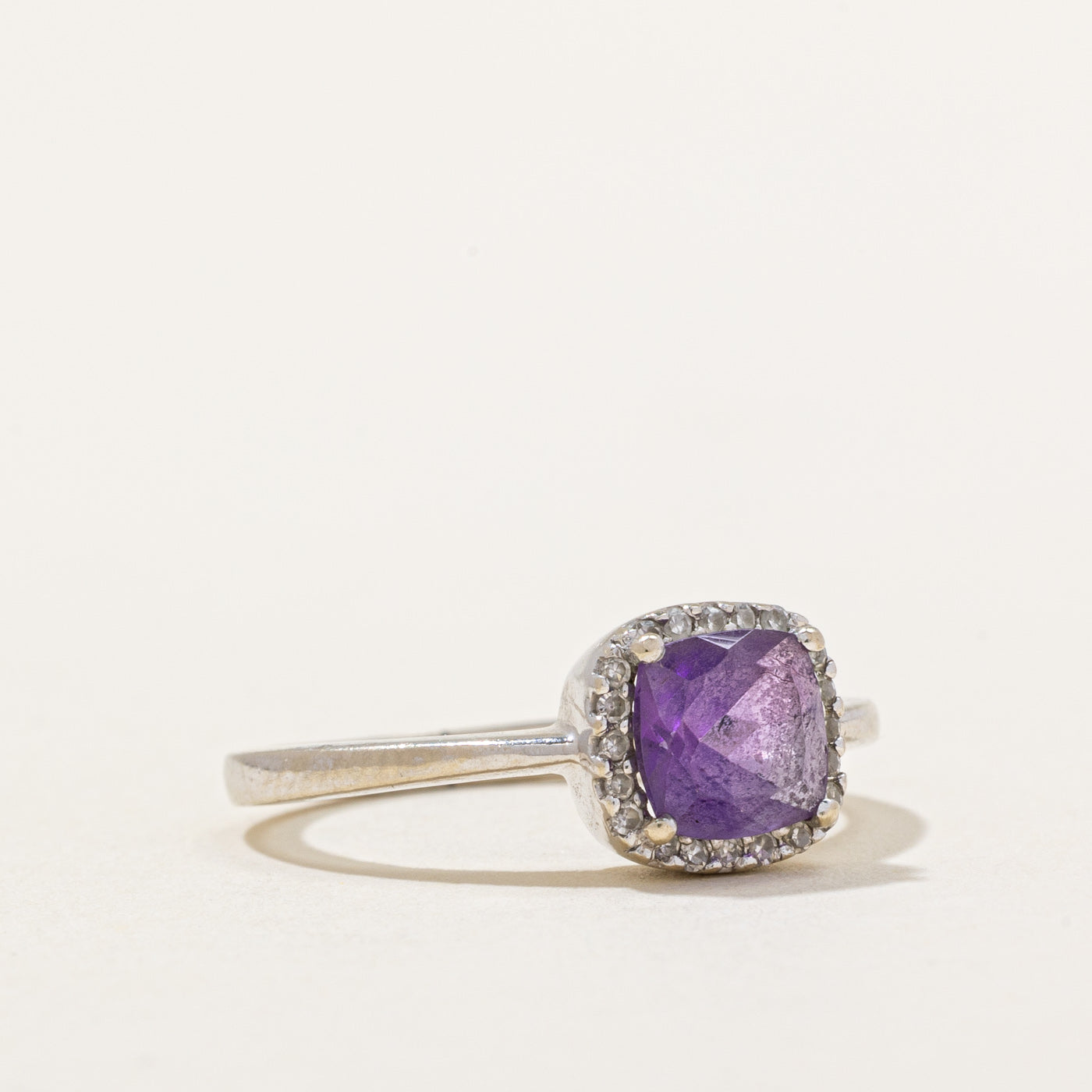 Amethyst & Diamond Halo Ring | 1.00ct, 0.08ctw | SZ 5.75 |