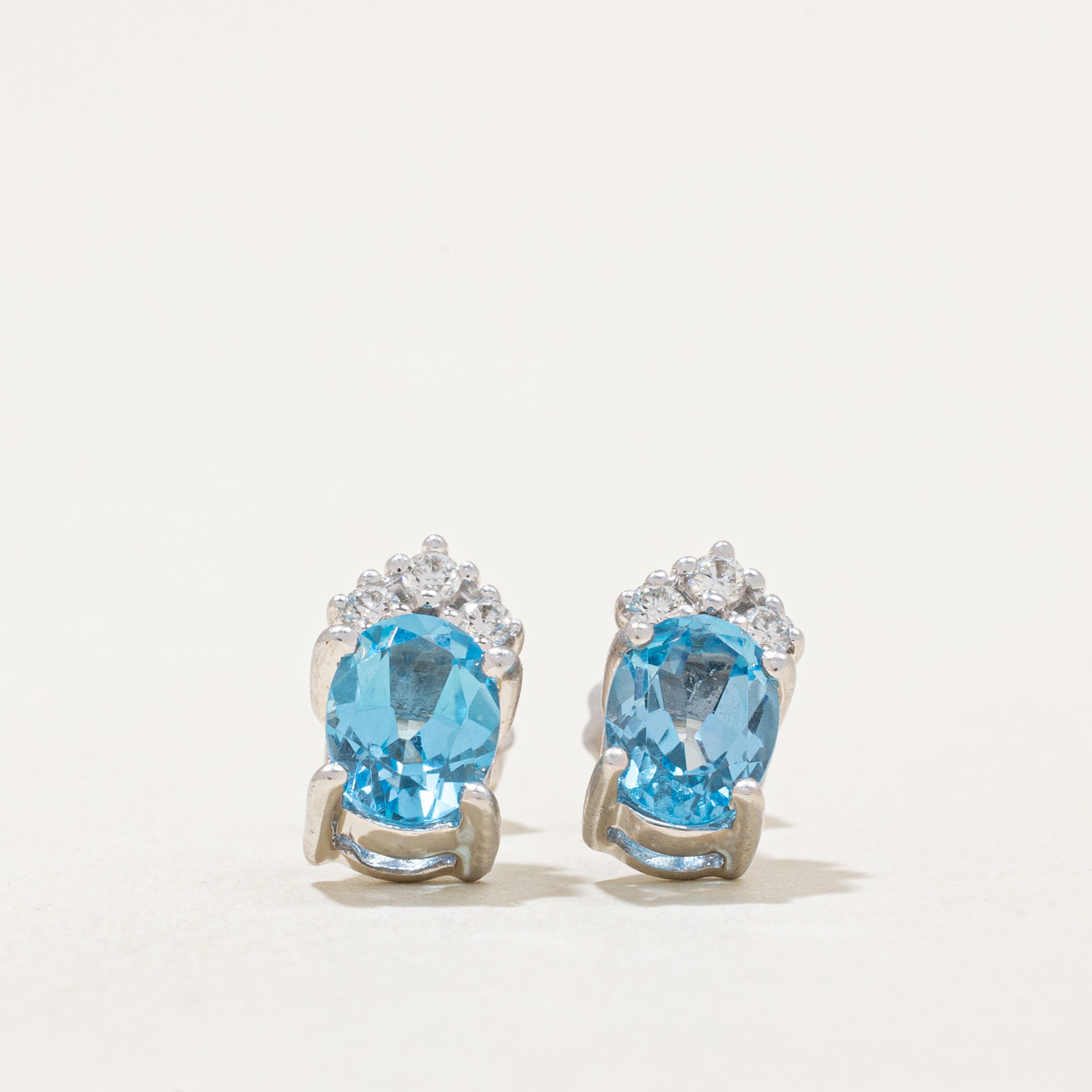 Blue Topaz & Diamond Earrings | 2.50ctw, 0.04ctw |