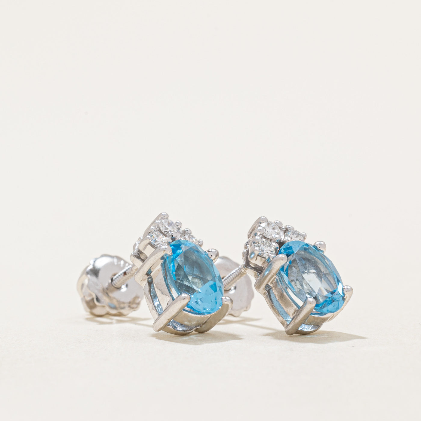 Blue Topaz & Diamond Earrings | 2.50ctw, 0.04ctw |