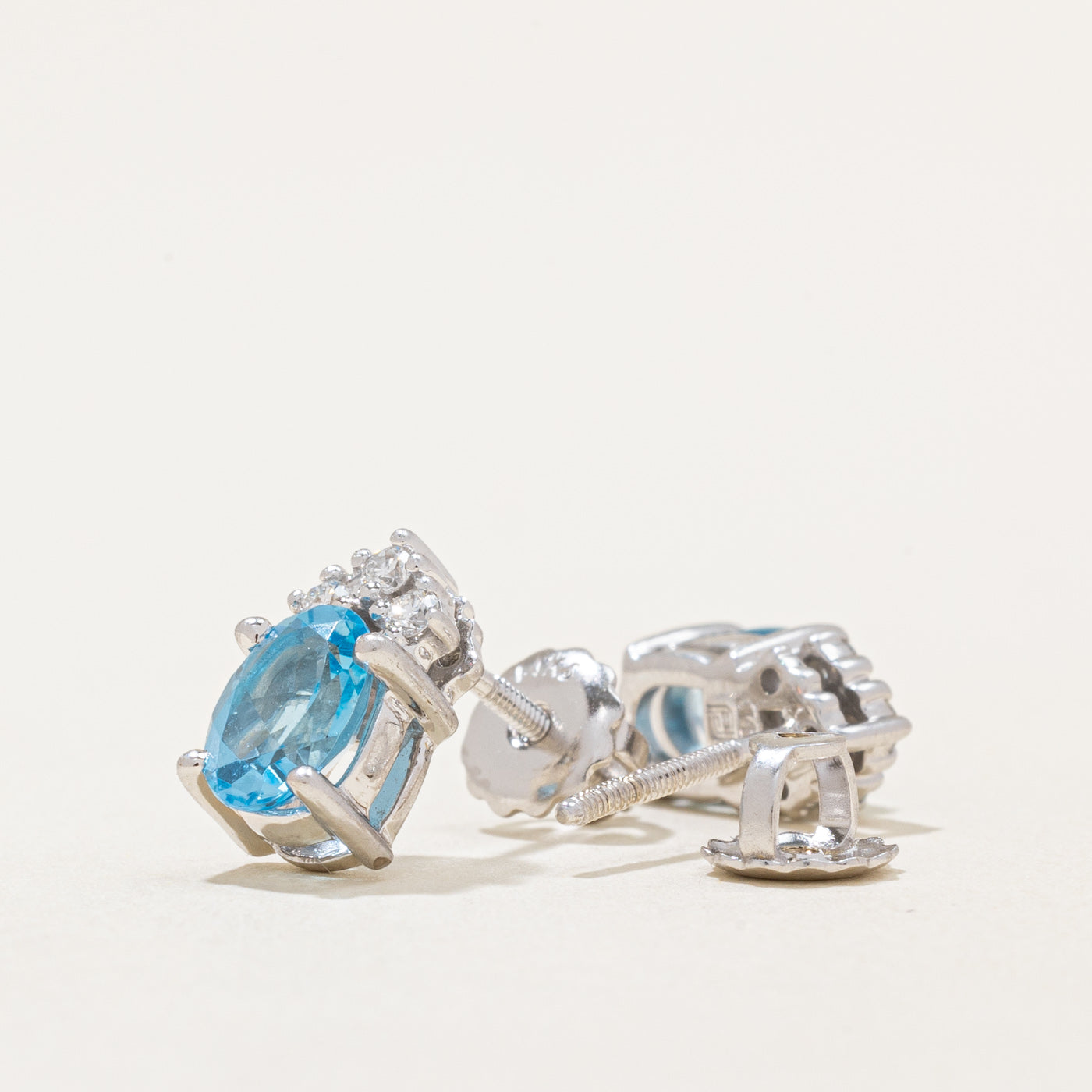 Blue Topaz & Diamond Earrings | 2.50ctw, 0.04ctw |