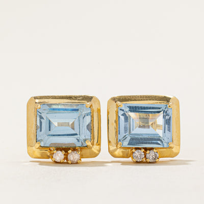 Synthetic Spinel & Natural Diamond Earrings | 7.30ctw, 0.15ctw |