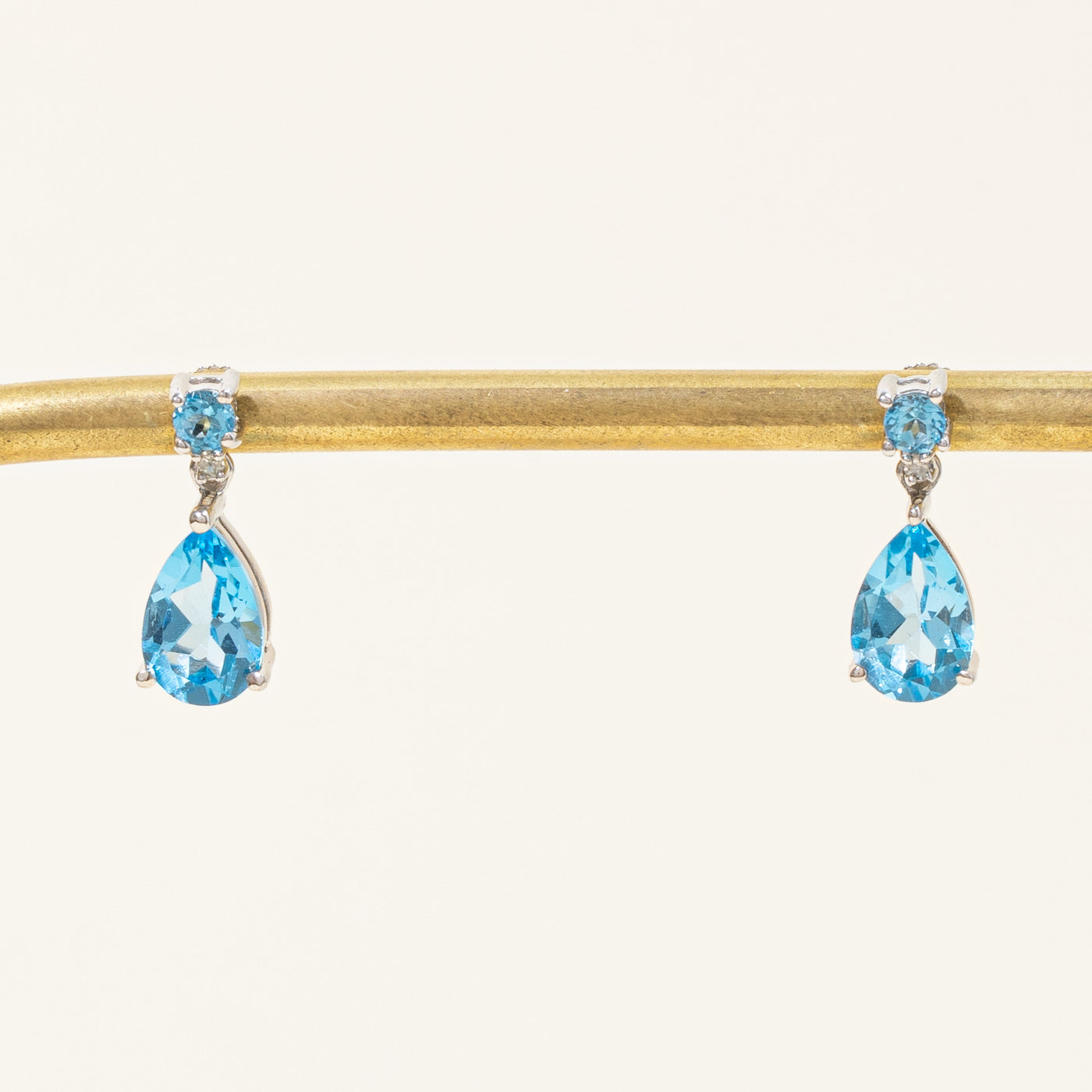 Blue Topaz & Diamond Earrings | 3.00ctw, 0.02ctw |