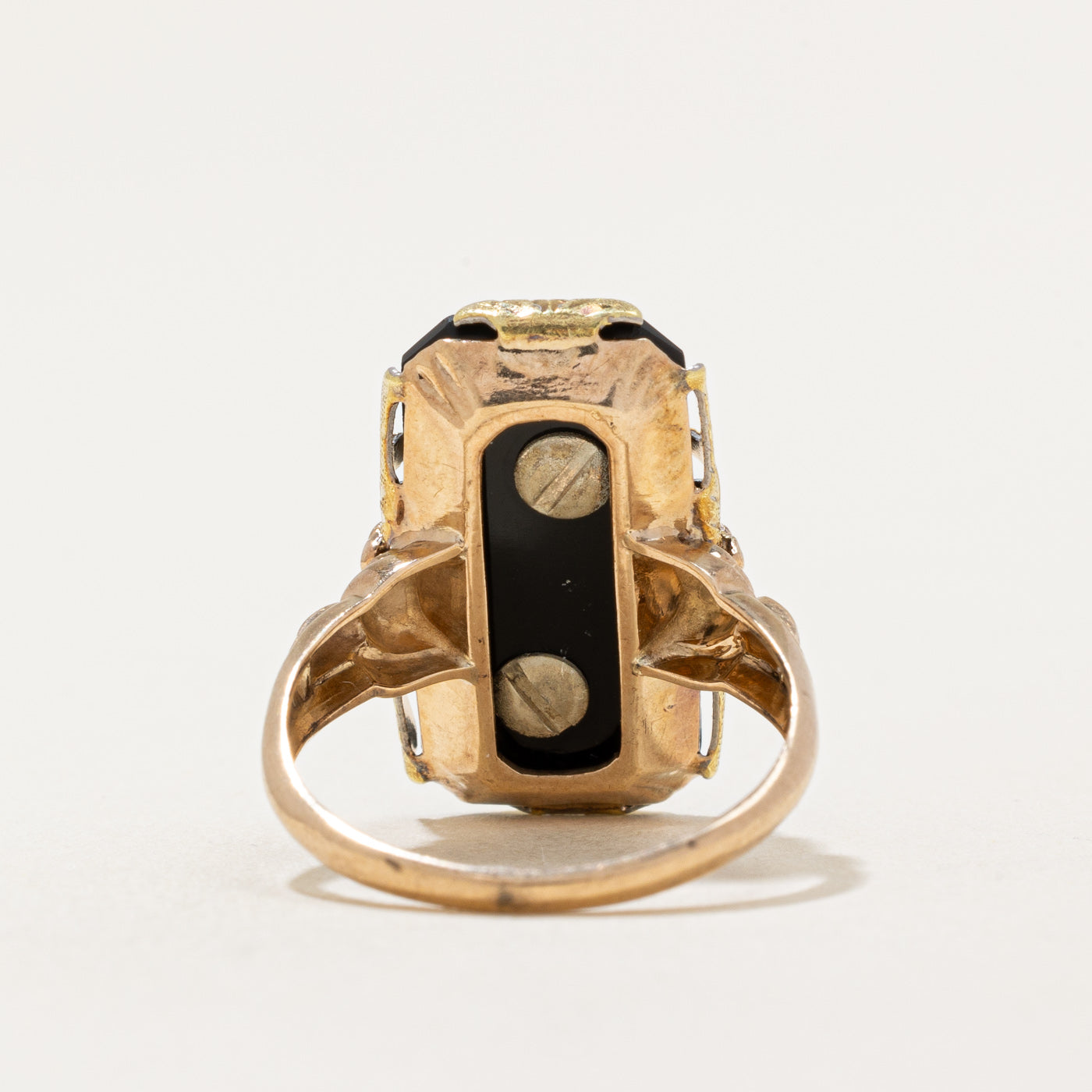 Onyx & Diamond Free Masons Ring | 4.75ct, 0.01ct | SZ 4.5 |
