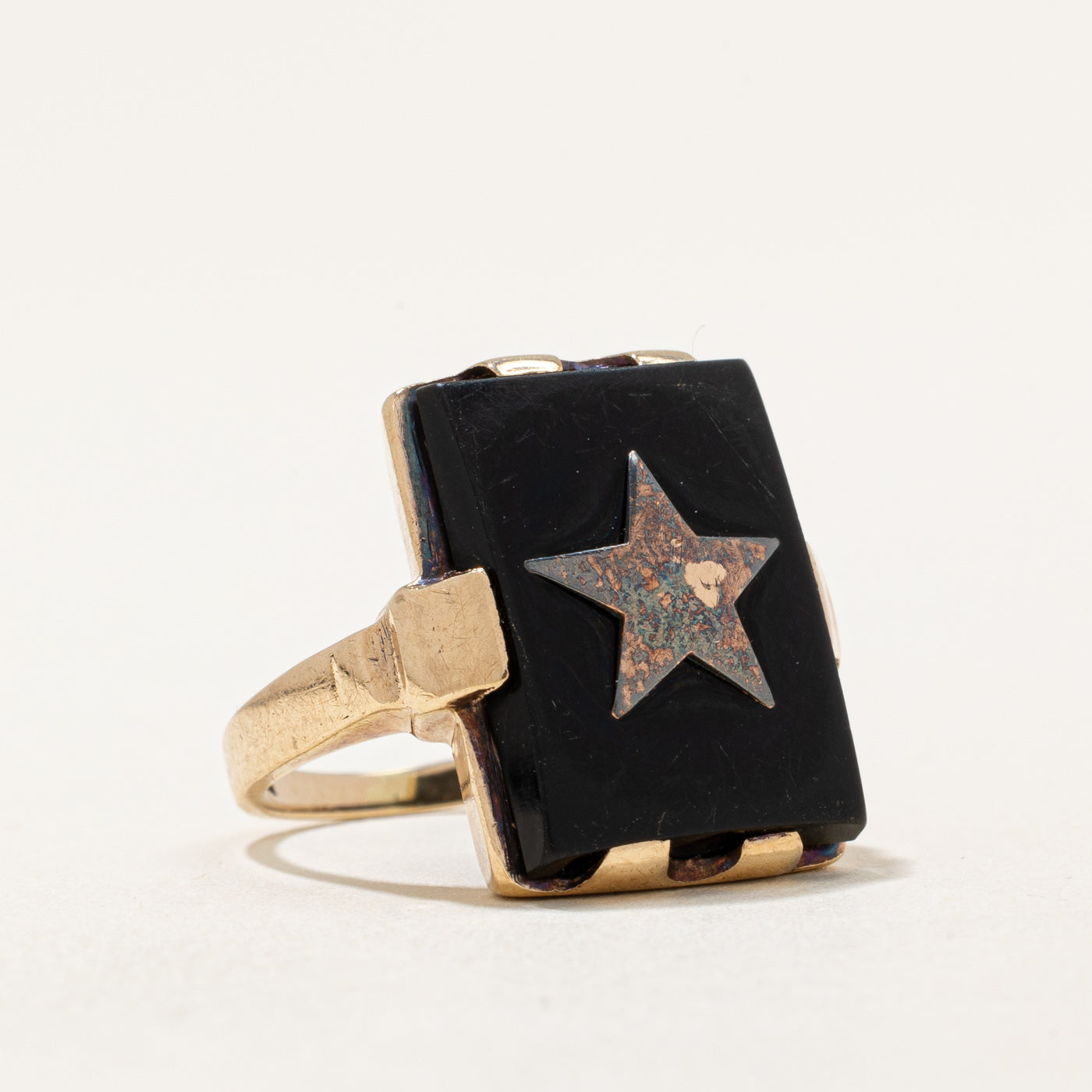 Bague étoile en onyx noir | 6,50 ct | Taille 4,75 | 