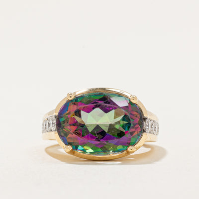 Mystic Topaz & Diamond Cocktail Ring | 7.00ct, 0.40ctw | SZ 4 |