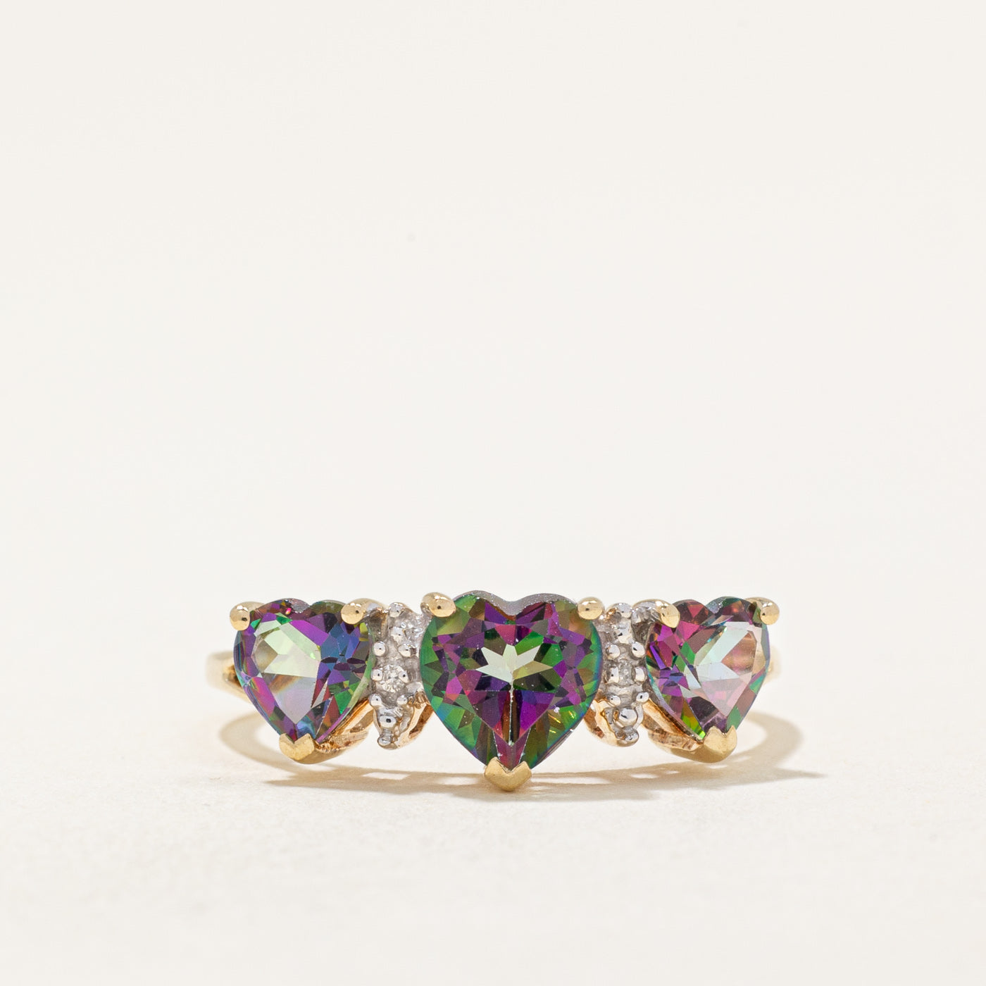 Bague Cœur Topaze Mystique et Diamants | 2,00 ct, 0,01 ct | Taille 6,75 | 
