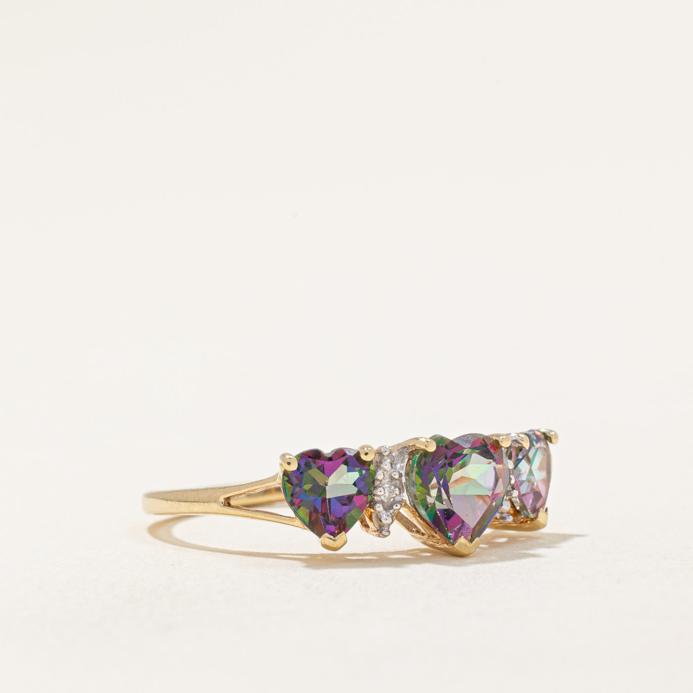 Bague Cœur Topaze Mystique et Diamants | 2,00 ct, 0,01 ct | Taille 6,75 | 