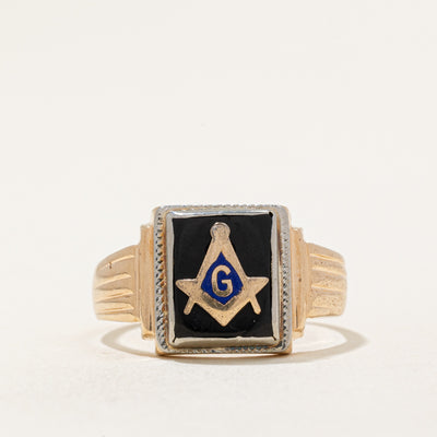 Black Onyx Free Masons Ring | 2.00ct | SZ 9 |