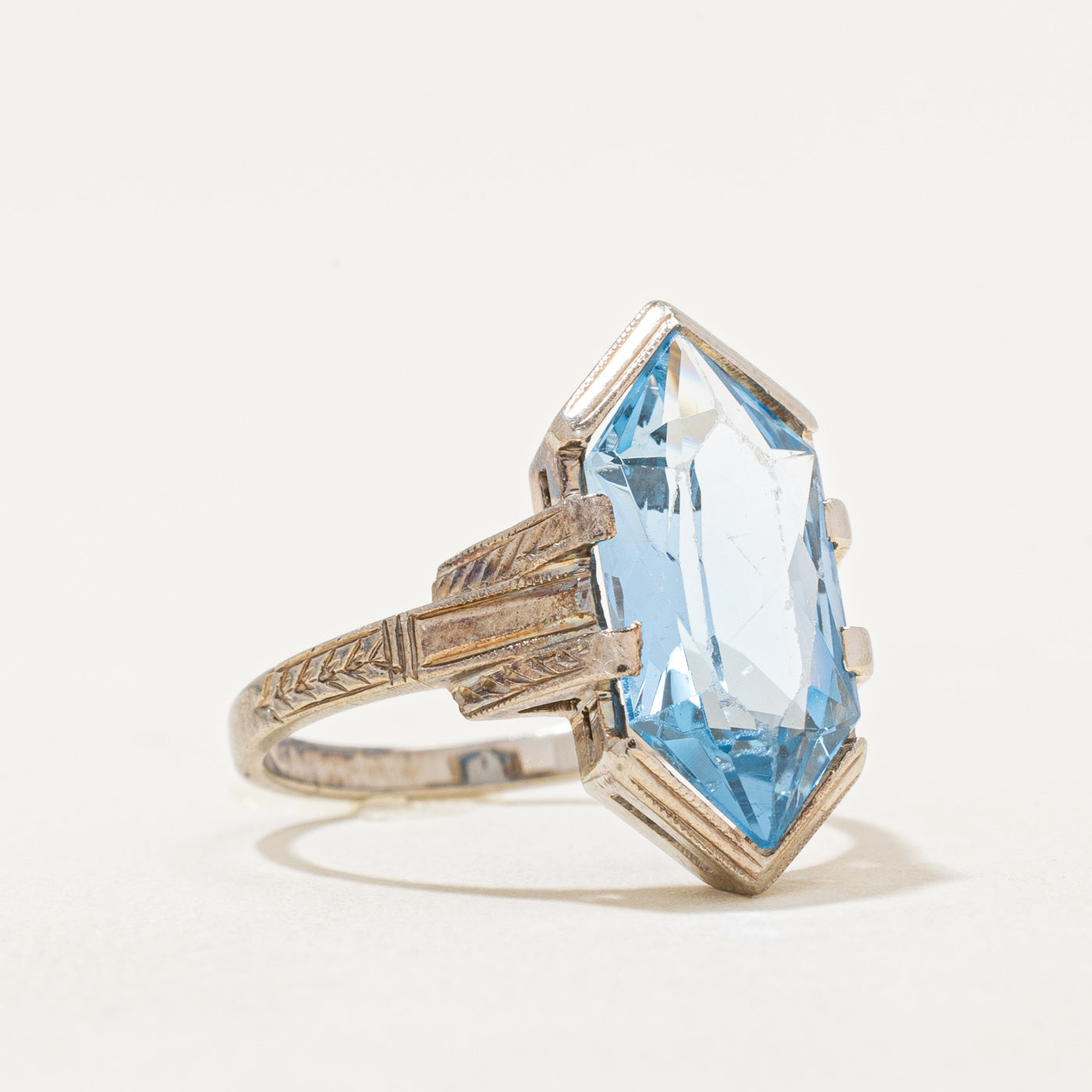 Bague style Art Déco en spinelle synthétique | 3,50 ct | Taille 5,5 | 