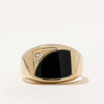 Onyx & Diamond Cocktail Ring | 2.50ct, 0.01ct | SZ 10 |