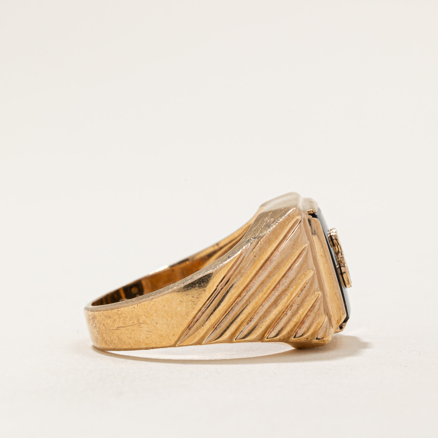 Onyx 'J' Signet Ring | 3.90ct | SZ 11 |