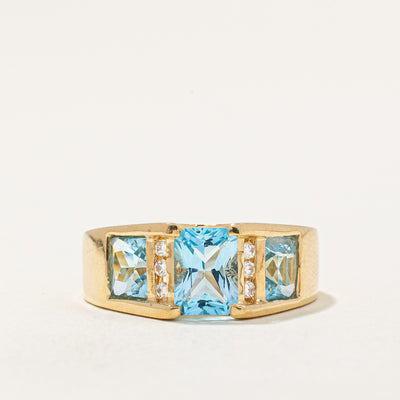 Blue Topaz & Diamond Cocktail Ring | 2.00ctw, 0.06ctw | SZ 5.5 |