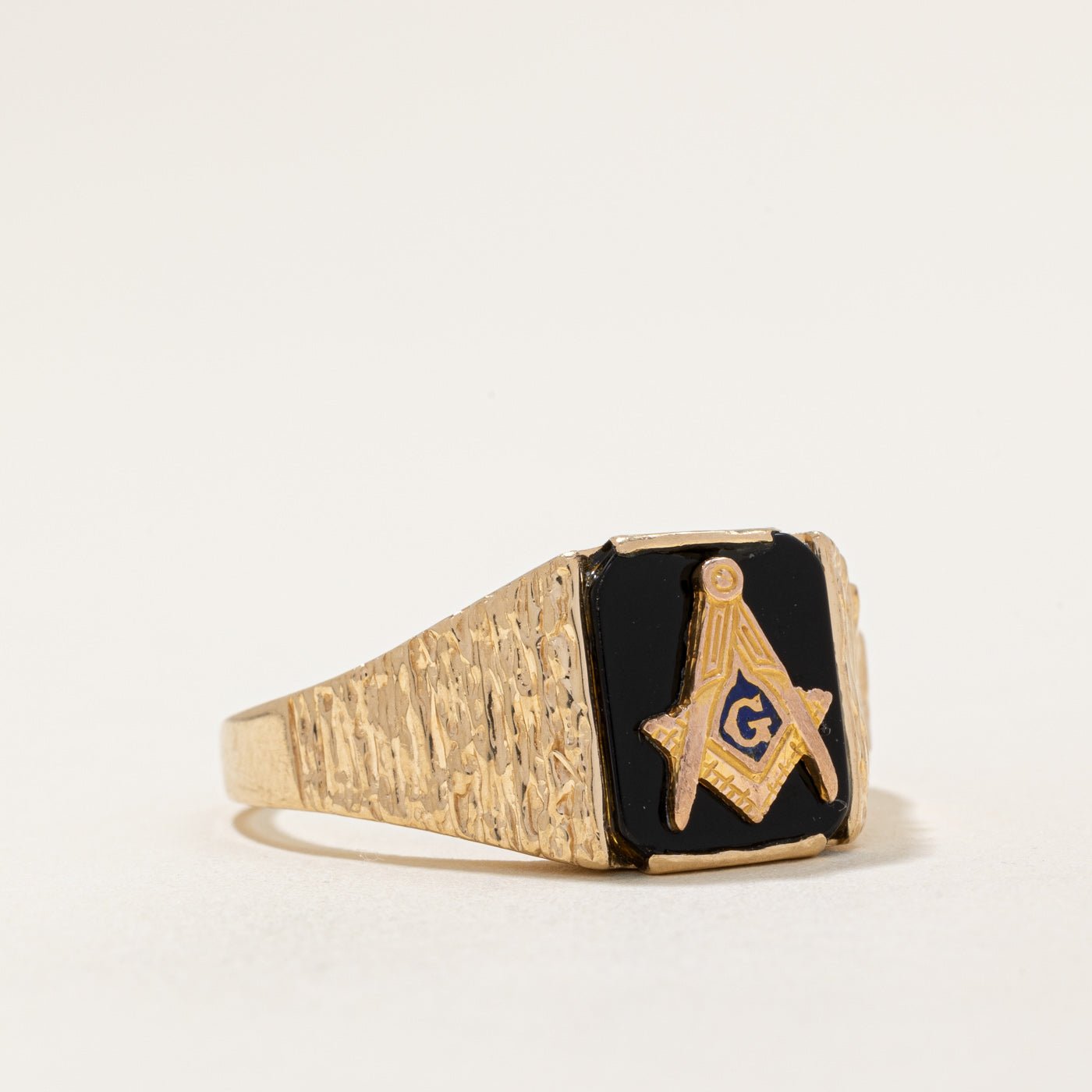 Black Onyx Free Masons Ring | 3.60ct | SZ 14 |