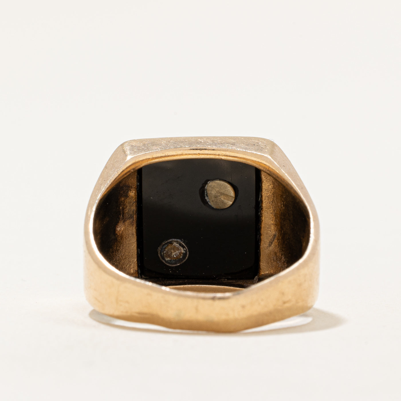 Black Onyx & Diamond 'P' Signet Ring | 5.30ct, 0.01ct | SZ 7.5 |