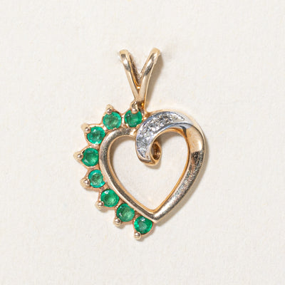 Emerald & Diamond Heart Pendant | 0.16ctw, 0.02ctw |