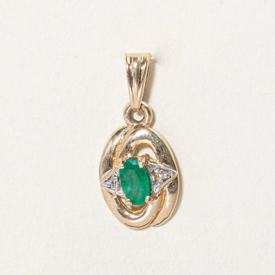 Oval Cut Emerald & Diamond Pendant | 0.20ct, 0.01ctw |