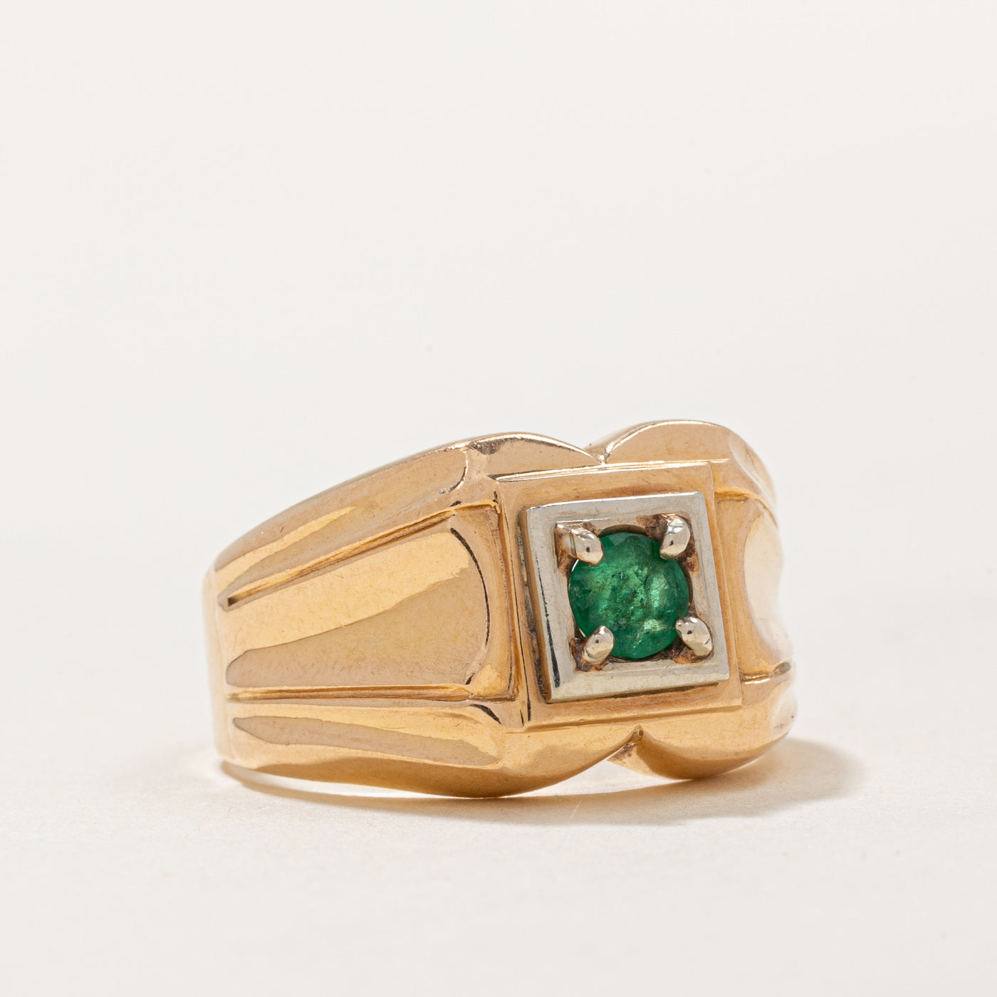 Emerald Pinched Band Ring | 0.25ct | SZ 7.5 |