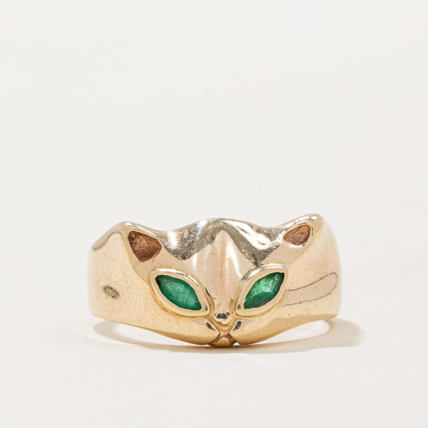 Emerald Cat Face Ring | 0.06ctw | SZ 7 |