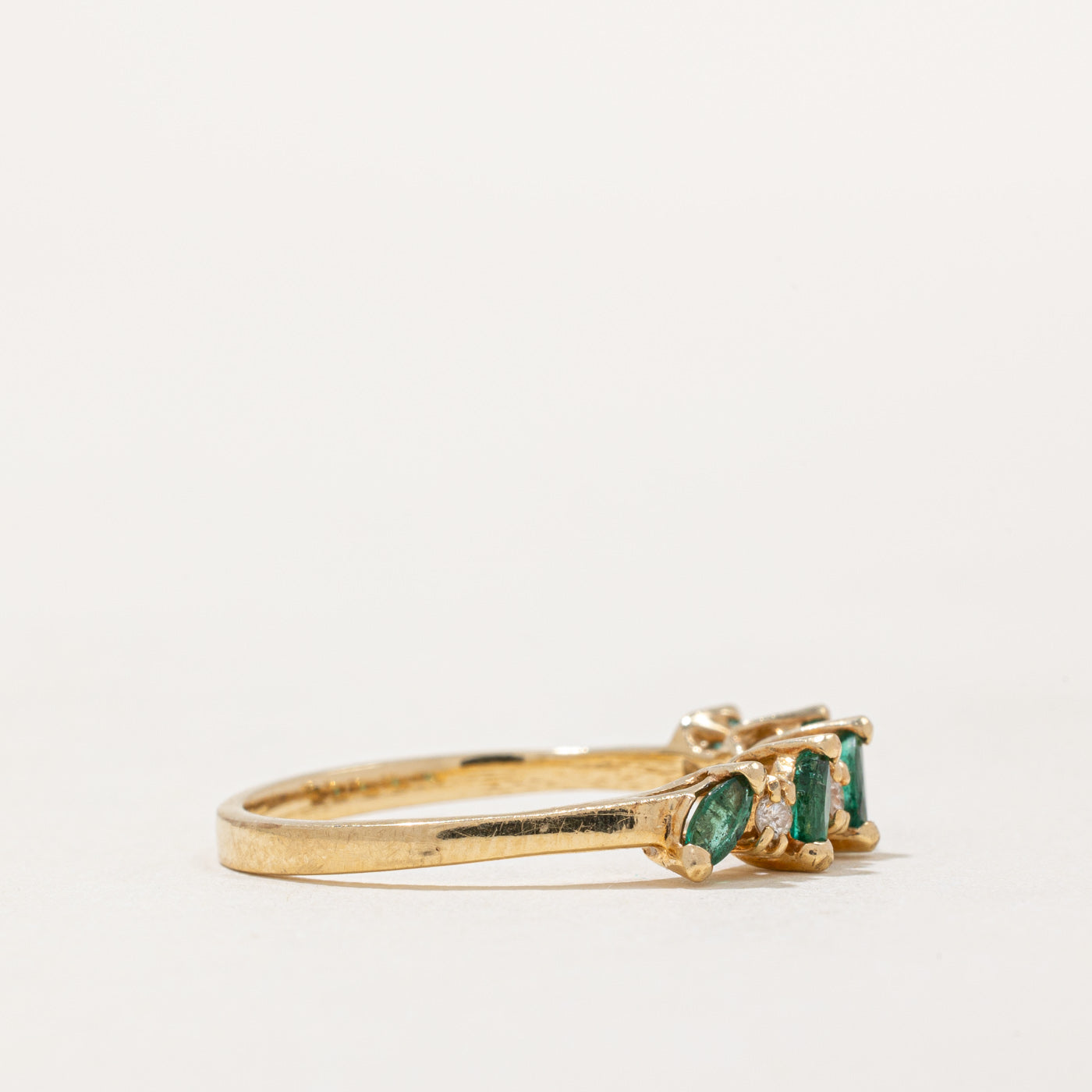 Five Stone Emerald & Diamond Ring | 0.18ctw, 0.06ctw | SZ 7.5 |
