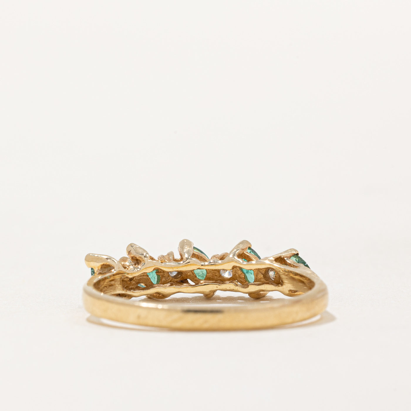 Five Stone Emerald & Diamond Ring | 0.18ctw, 0.06ctw | SZ 7.5 |