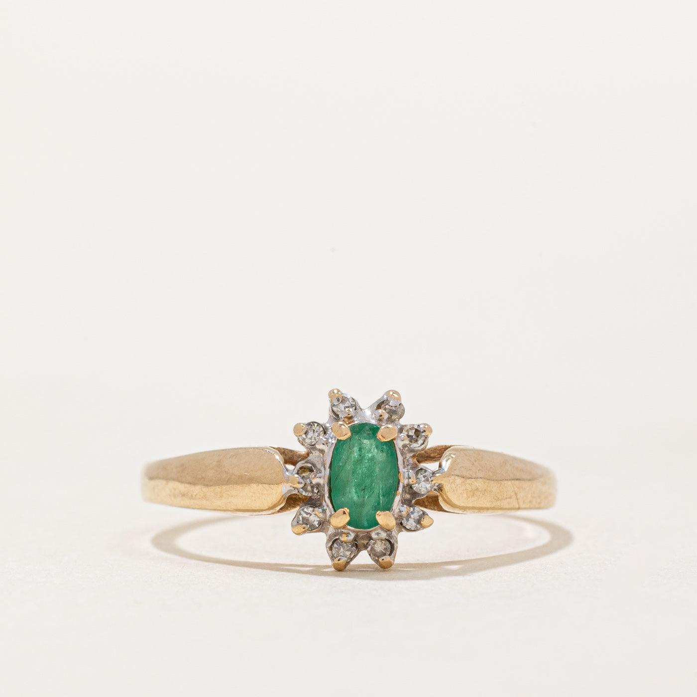 Emerald & Diamond Halo Ring | 0.13ct, 0.05ctw | SZ 9 |