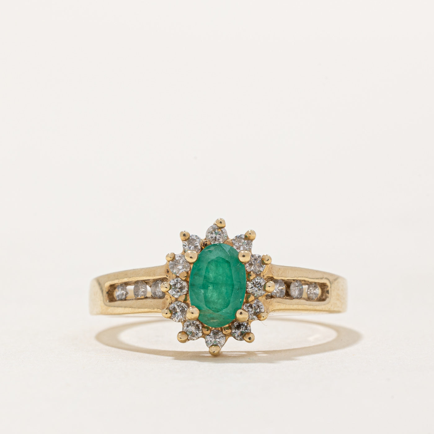 Emerald & Diamond Halo Ring | 0.40ct, 0.21ctw | SZ 7 |