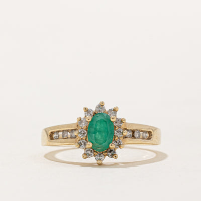 Emerald & Diamond Halo Ring | 0.40ct, 0.21ctw | SZ 7 |