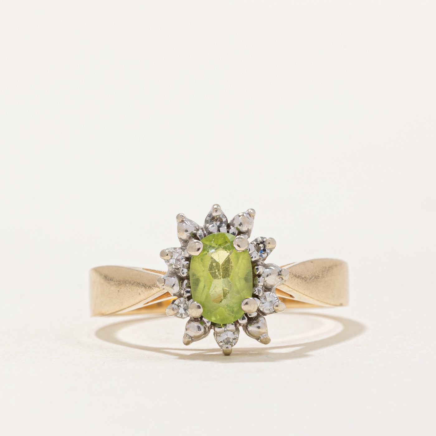 Peridot & Diamond Halo Ring | 0.40ct, 0.06ctw | SZ 6.25 |