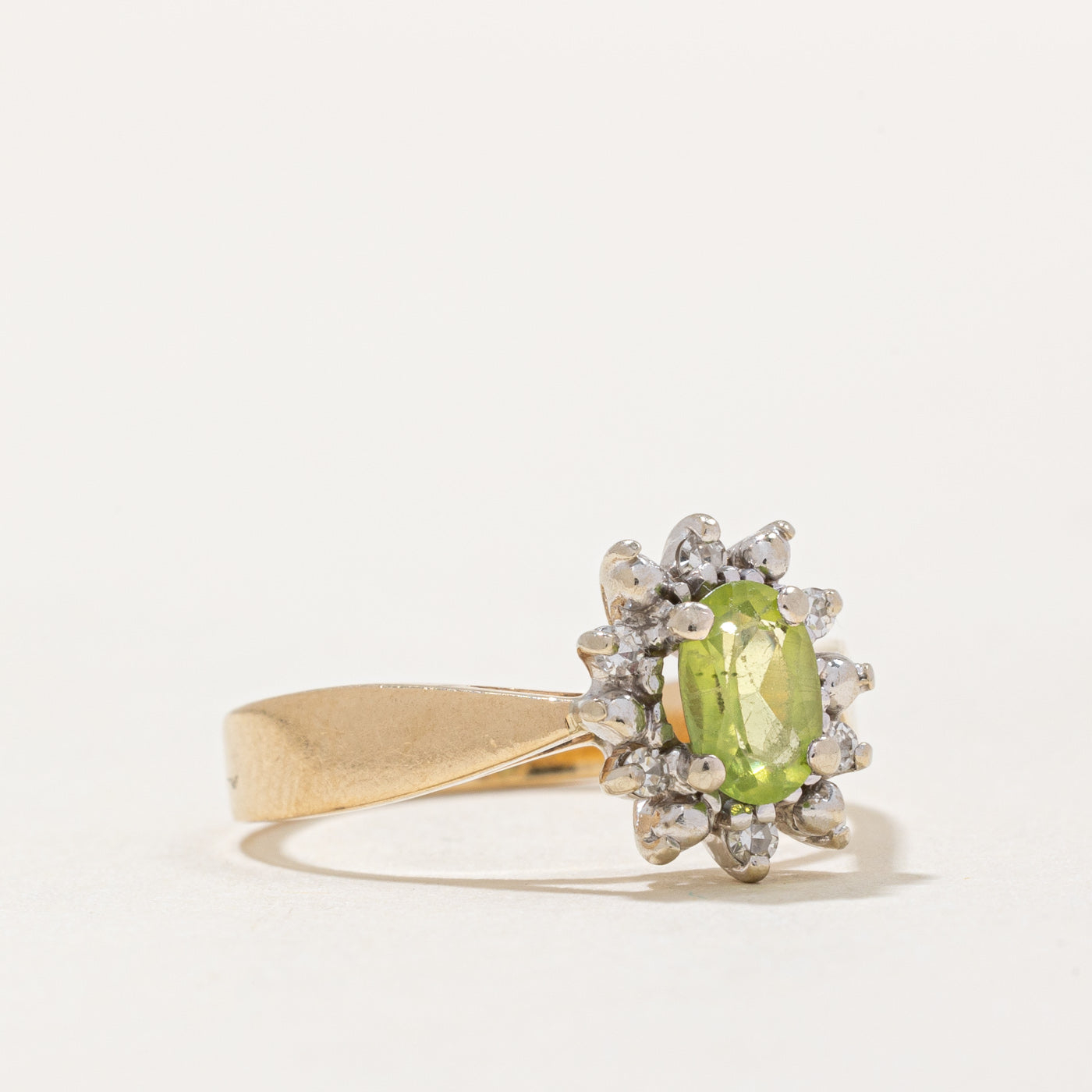 Peridot & Diamond Halo Ring | 0.40ct, 0.06ctw | SZ 6.25 |