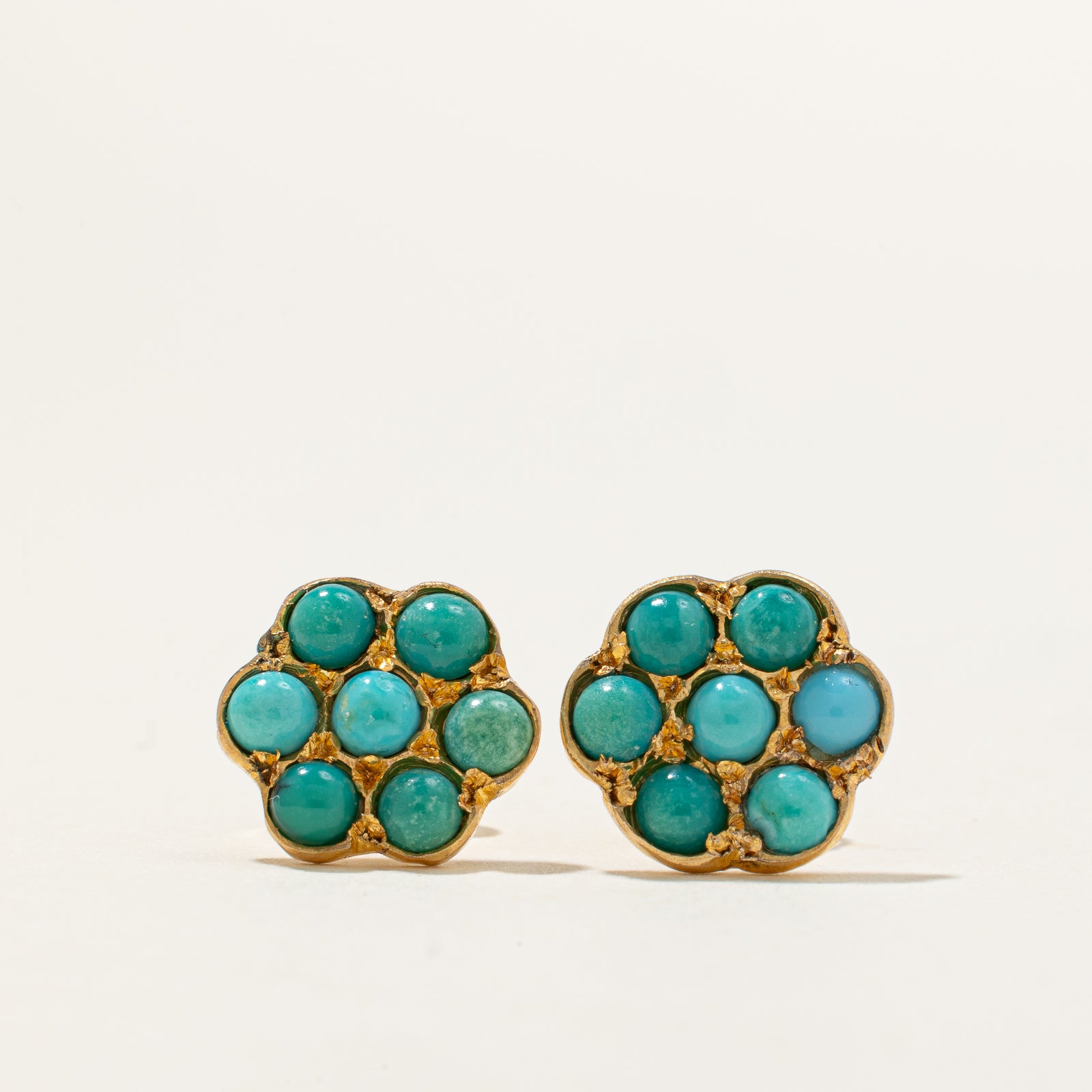Boucles d'oreilles puces en turquoise | 1,00 ct | 